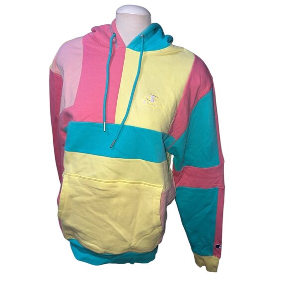 Champion Power Blend Long Sleeve Warm Hoodie Sweatshirt Sz Small Multi Color Kan - Picture 10 of 16